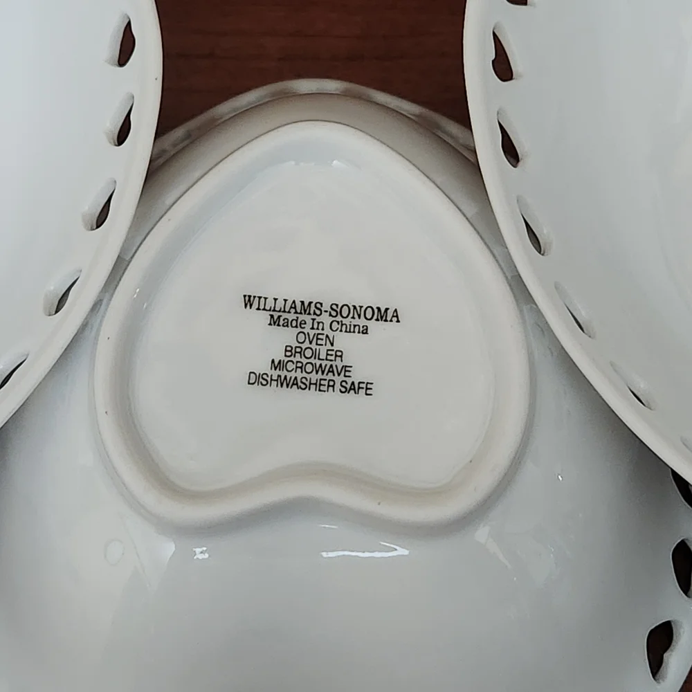Williams Sonoma Heart-Shaped White Bowls